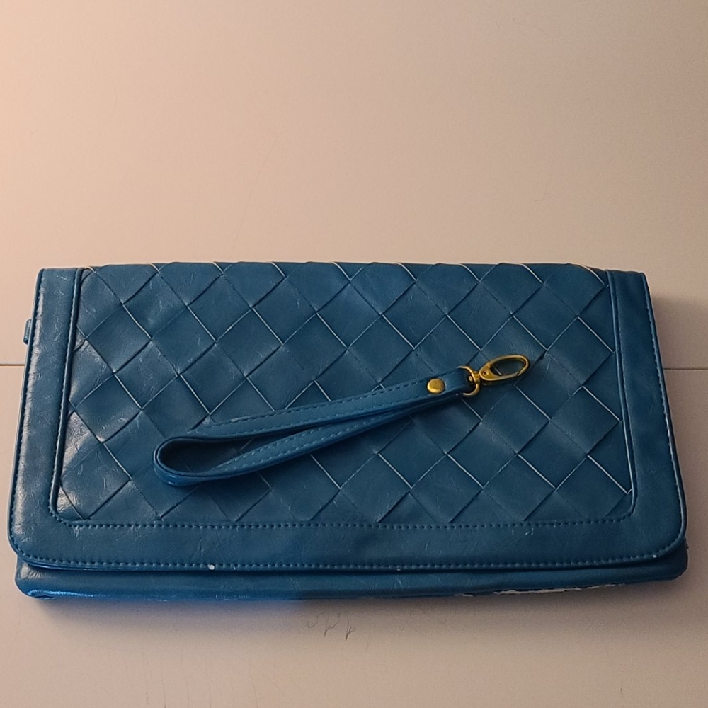 Urban Expressions teal clutch vegan leather